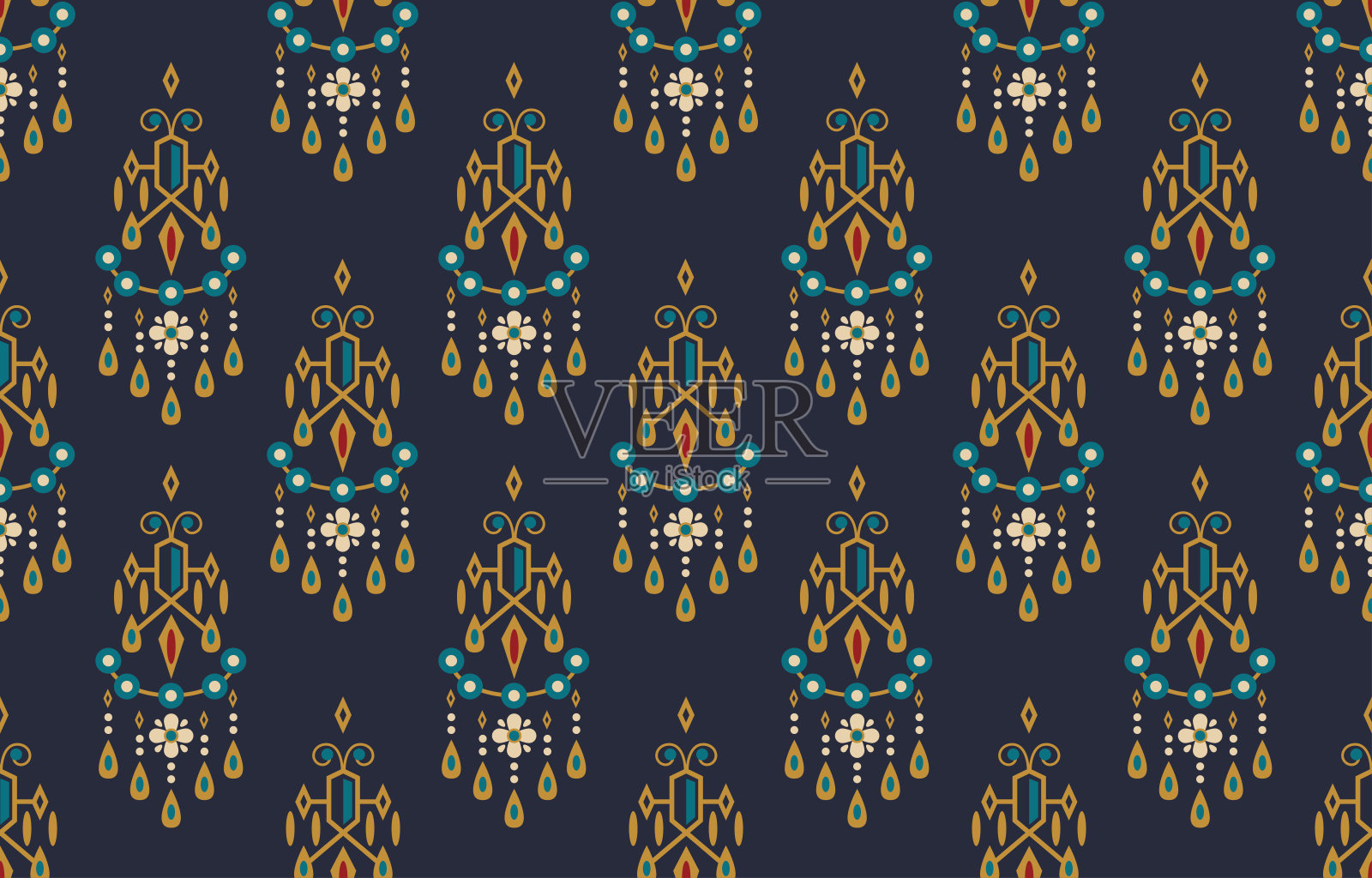 深蓝色的民族图案插画图片素材