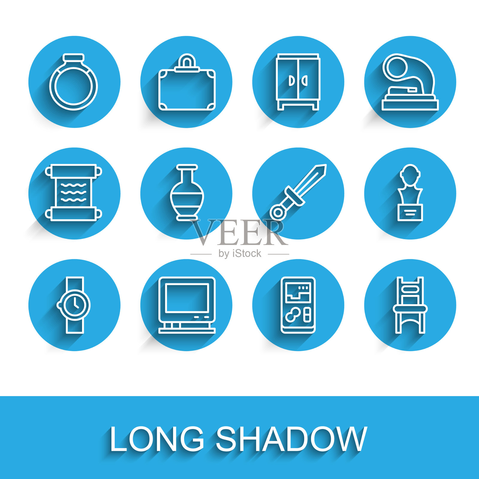 集线腕表复古电视金戒指图标素材