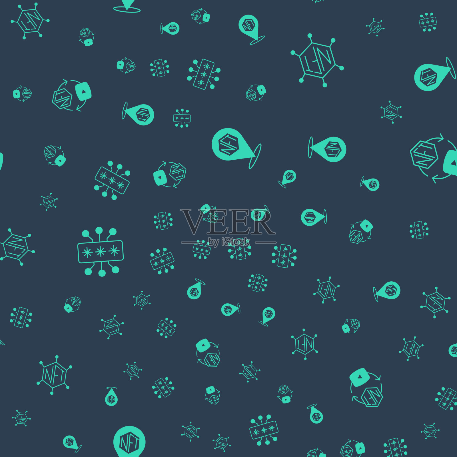 设置NFT数字加密艺术区块链技术图标素材