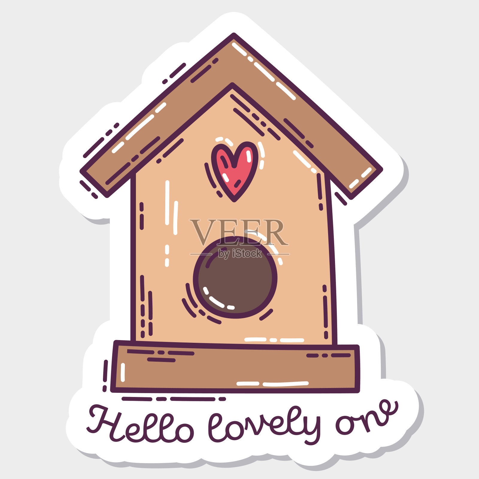 多彩情人节涂鸦风格手绘贴纸，简单雕刻复古效果和报价插画图片素材