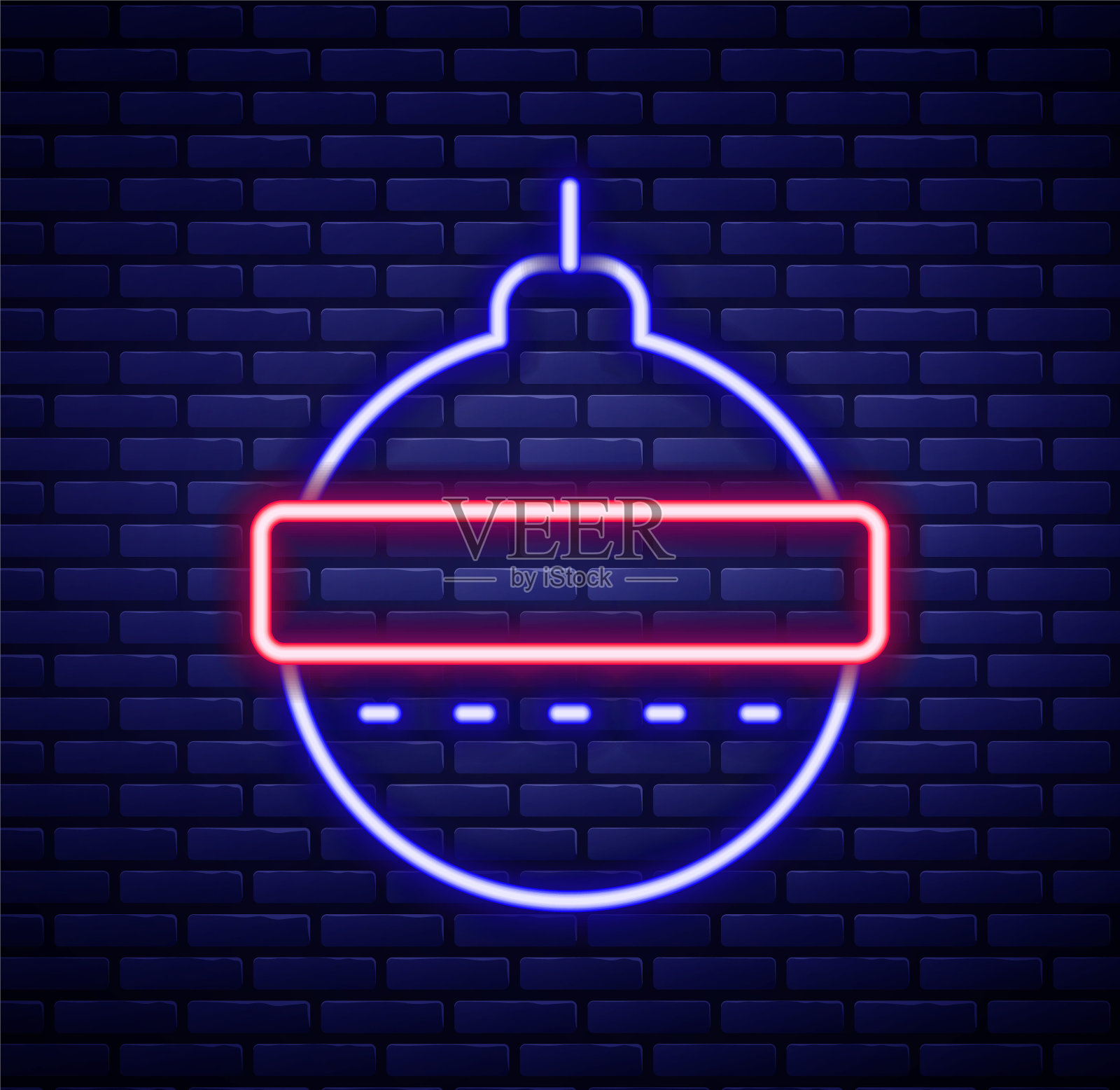 发光的霓虹灯圣诞球矢量图标插画图片素材