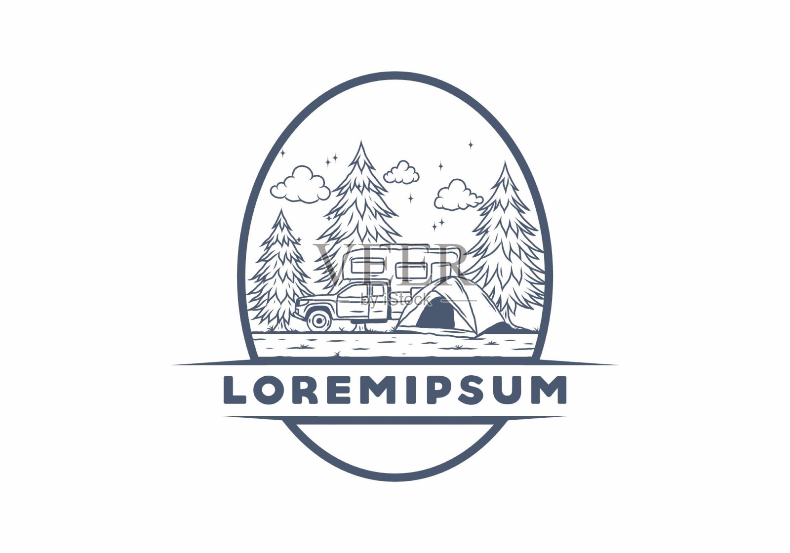 房车露营在大自然的插图插画图片素材