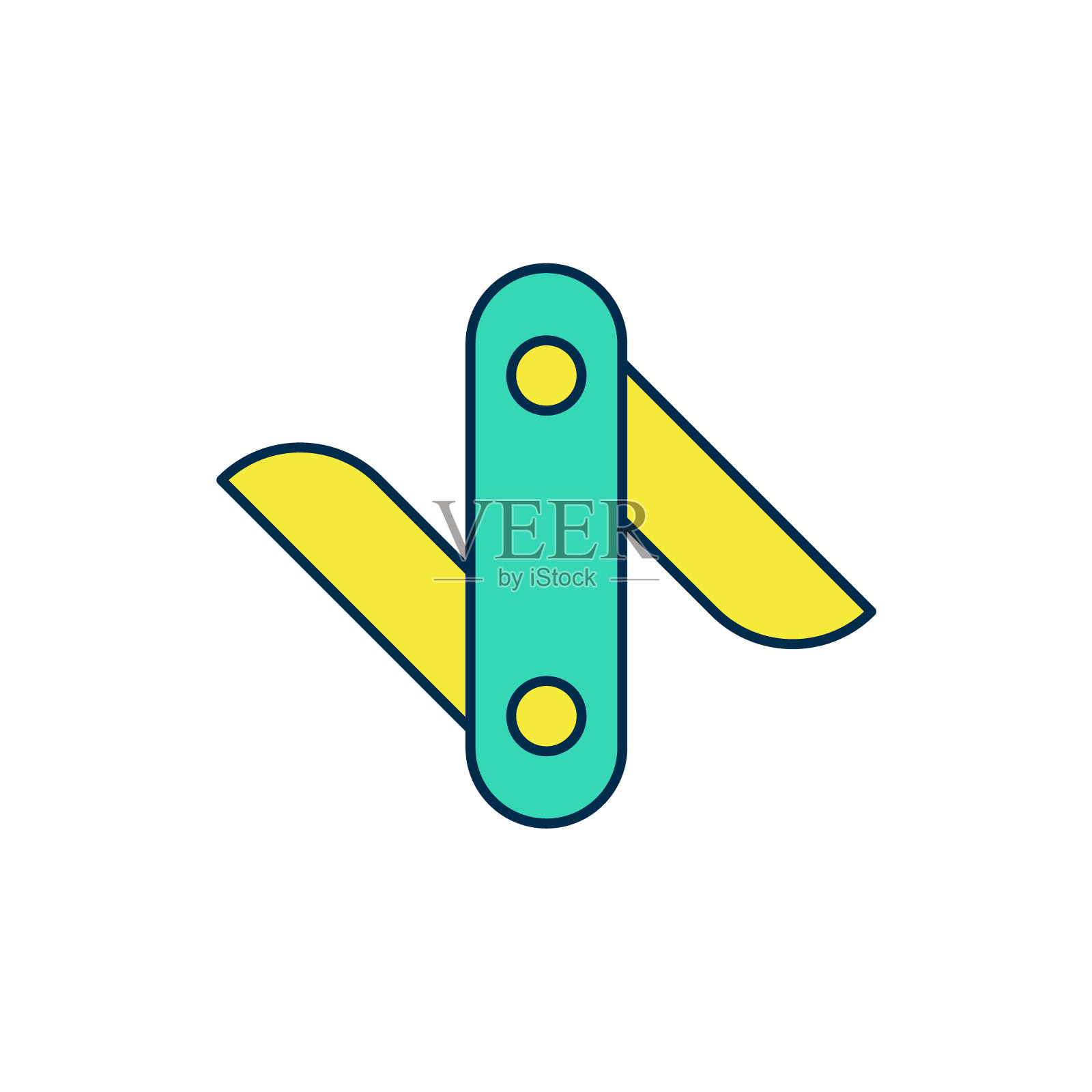 填充轮廓瑞士军刀图标孤立在白色背景上。多刀,多功能小刀。多功能工具。向量图标素材