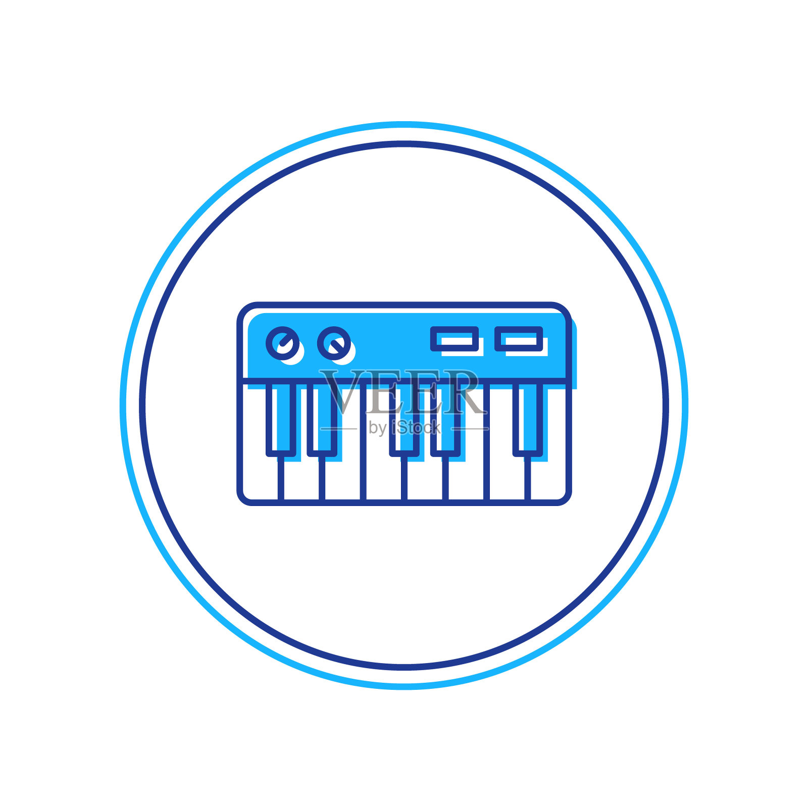 填充轮廓音乐合成器图标孤立在白色背景。电子钢琴。向量图标素材