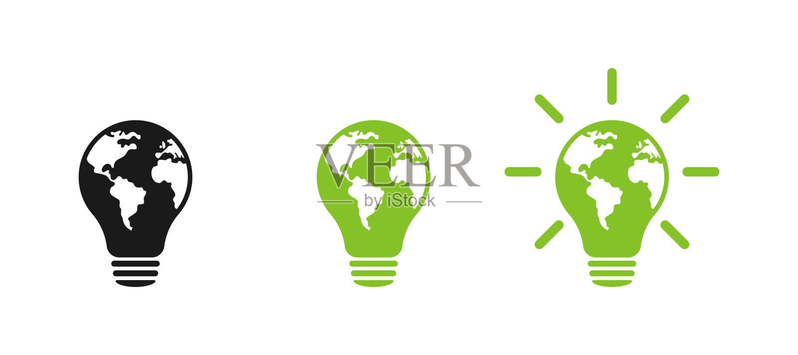 自然能源灯的绿光。图标。插图插画图片素材