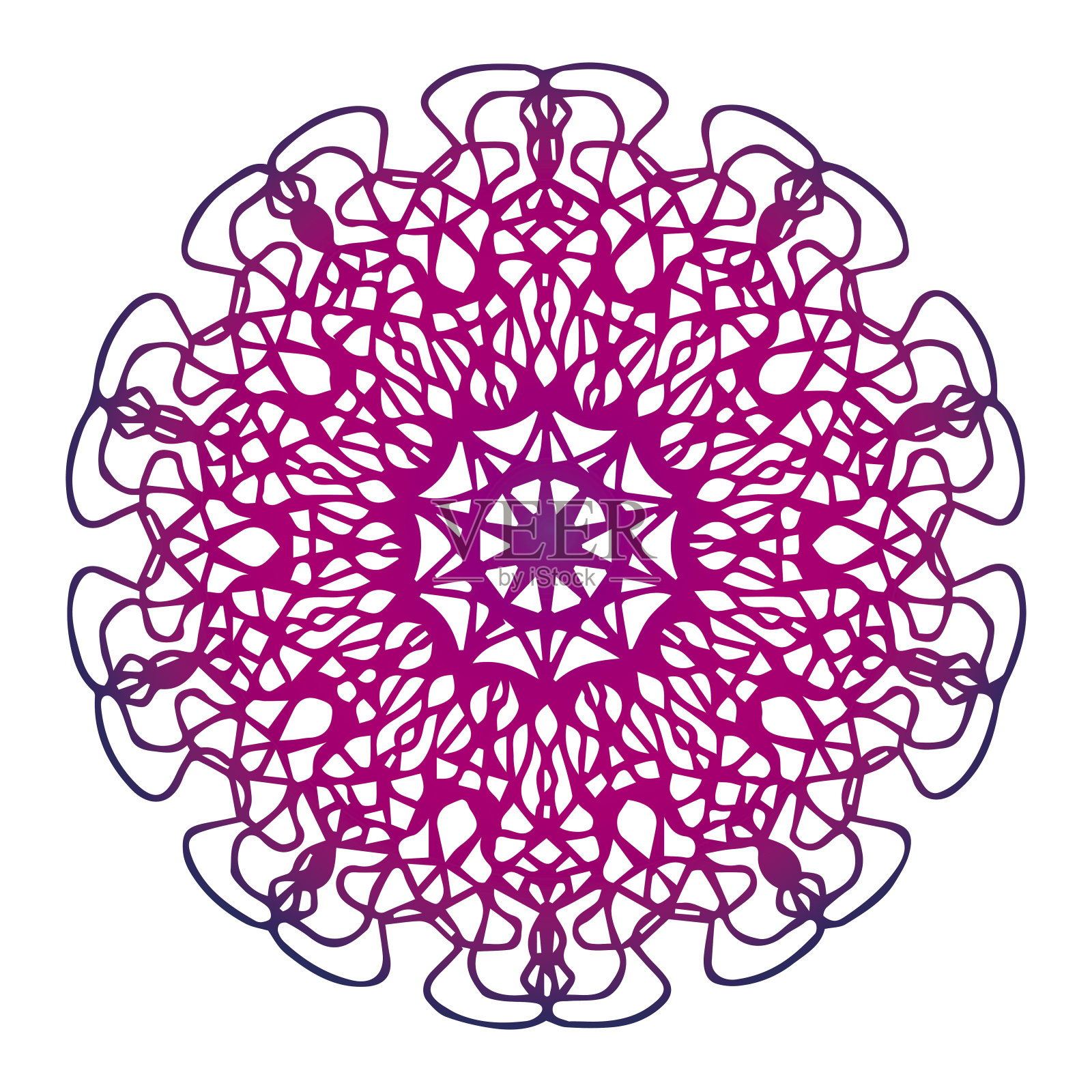 曼荼罗。圆形梯度曼荼罗在一个白色孤立的背景。插画图片素材