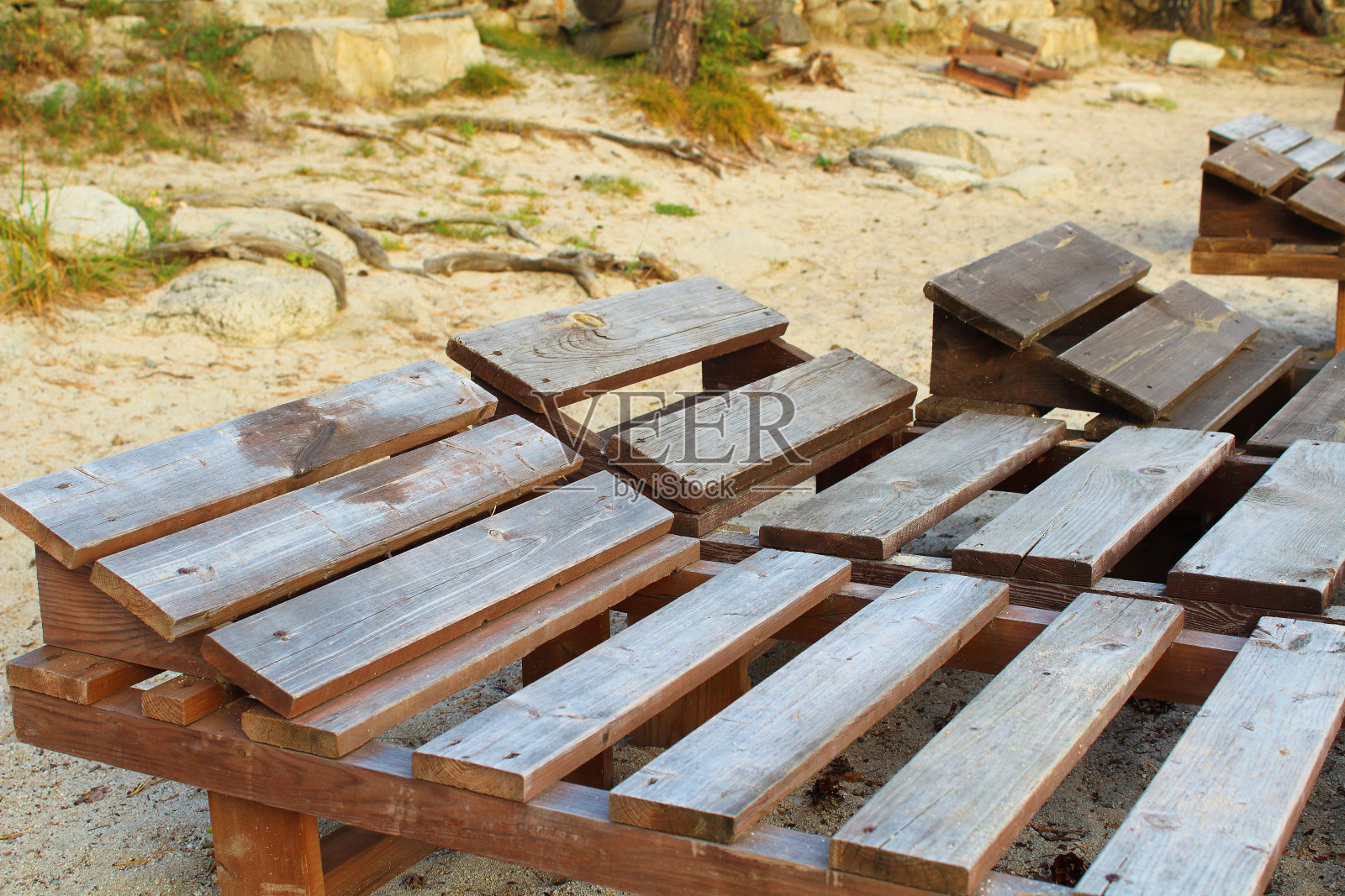 木躺椅休息室。特写镜头。背景。照片摄影图片