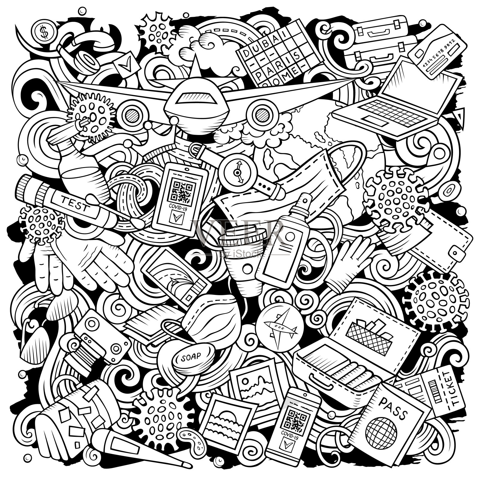 卡通旅行矢量涂鸦插画插画图片素材