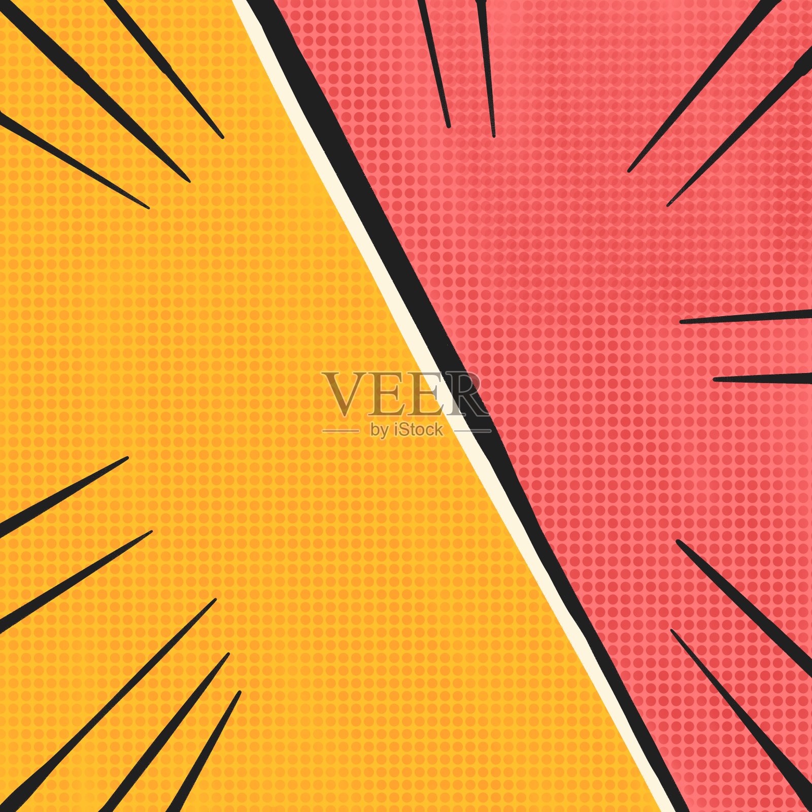 明亮的卡通漫画背景，波普艺术之战插画图片素材