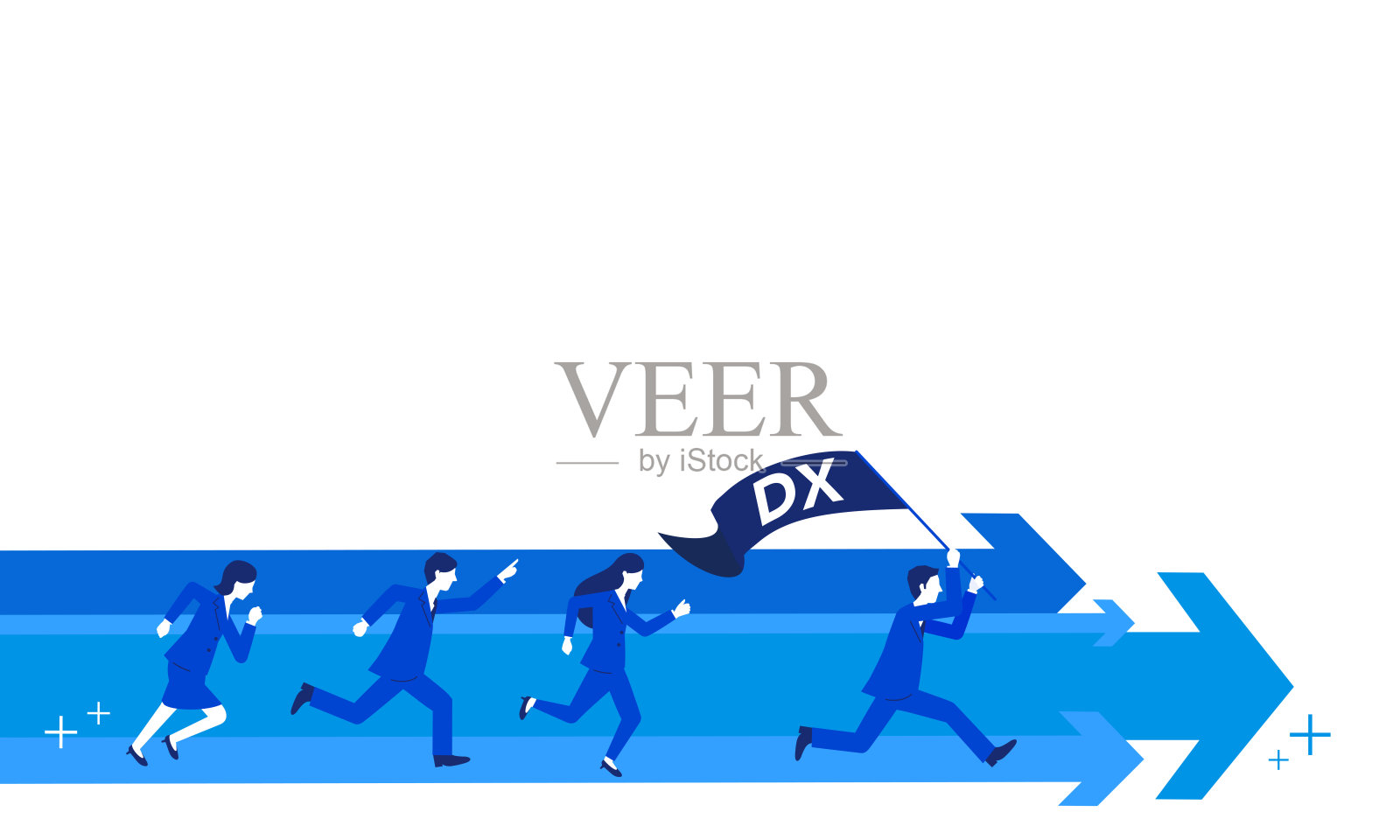 商业蒸汽运行，标志写“DX”，复制空间，许多箭头，矢量插图插画图片素材