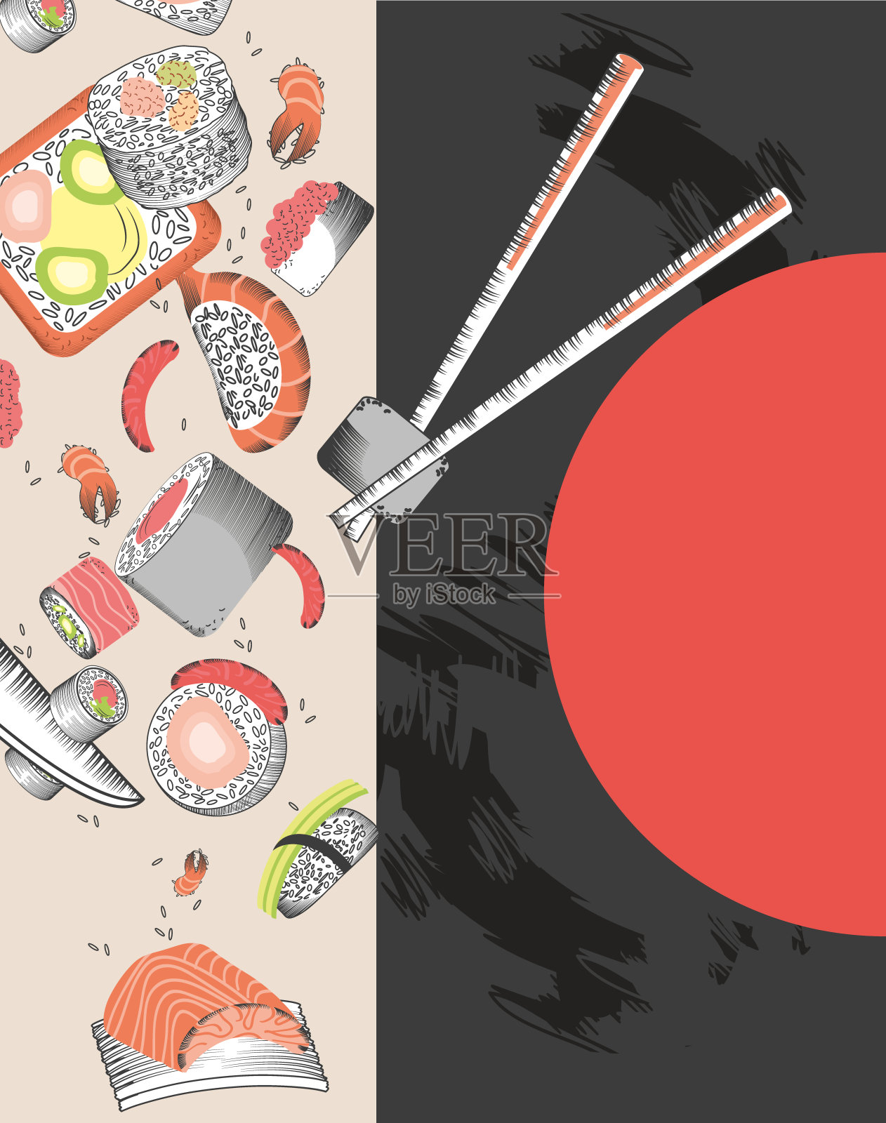 传统寿司菜单插画图片素材