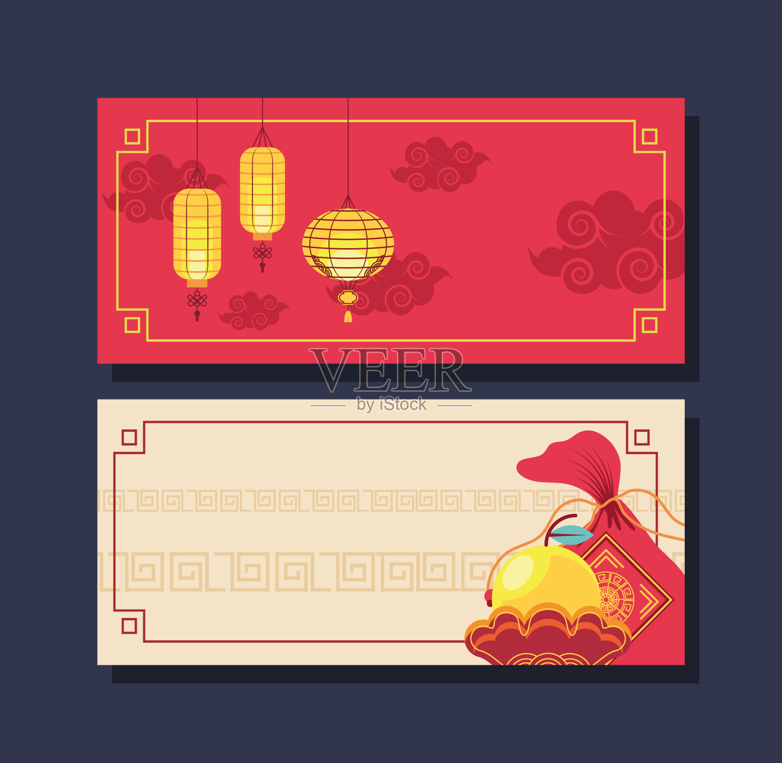 中国灯笼和礼物设计模板素材