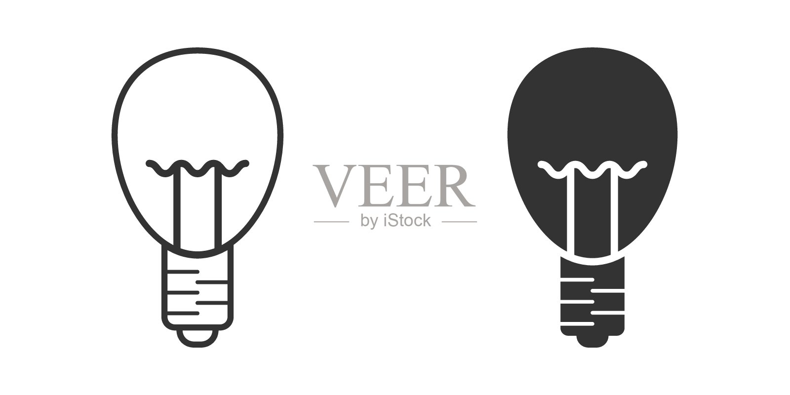 平面风格的灯泡图标。灯泡矢量插图在白色孤立的背景。能源灯标识的经营理念。图标素材