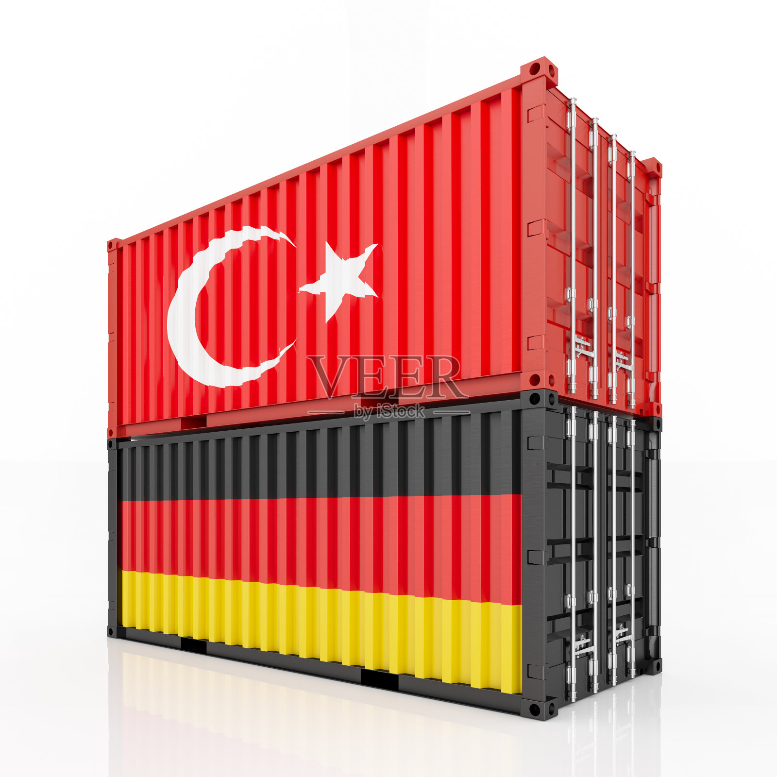 进出口概念与土耳其和德国国旗航运集装箱照片摄影图片