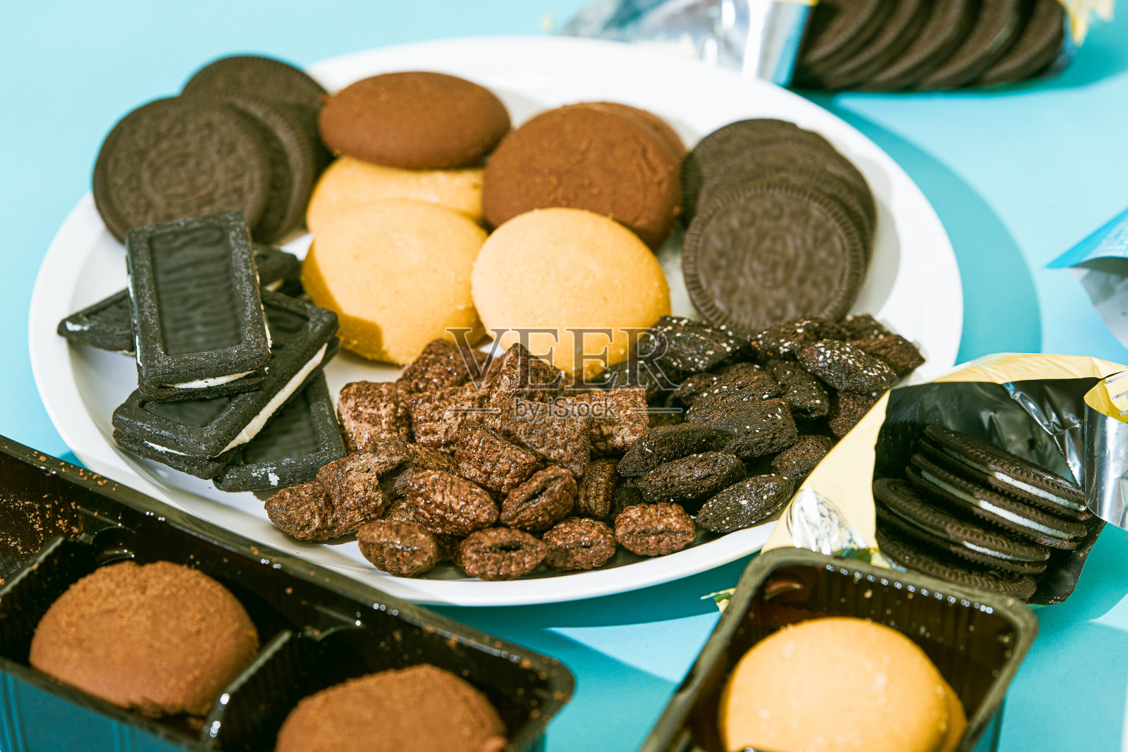 巧克力黄油曲奇是派对零食的主题照片摄影图片