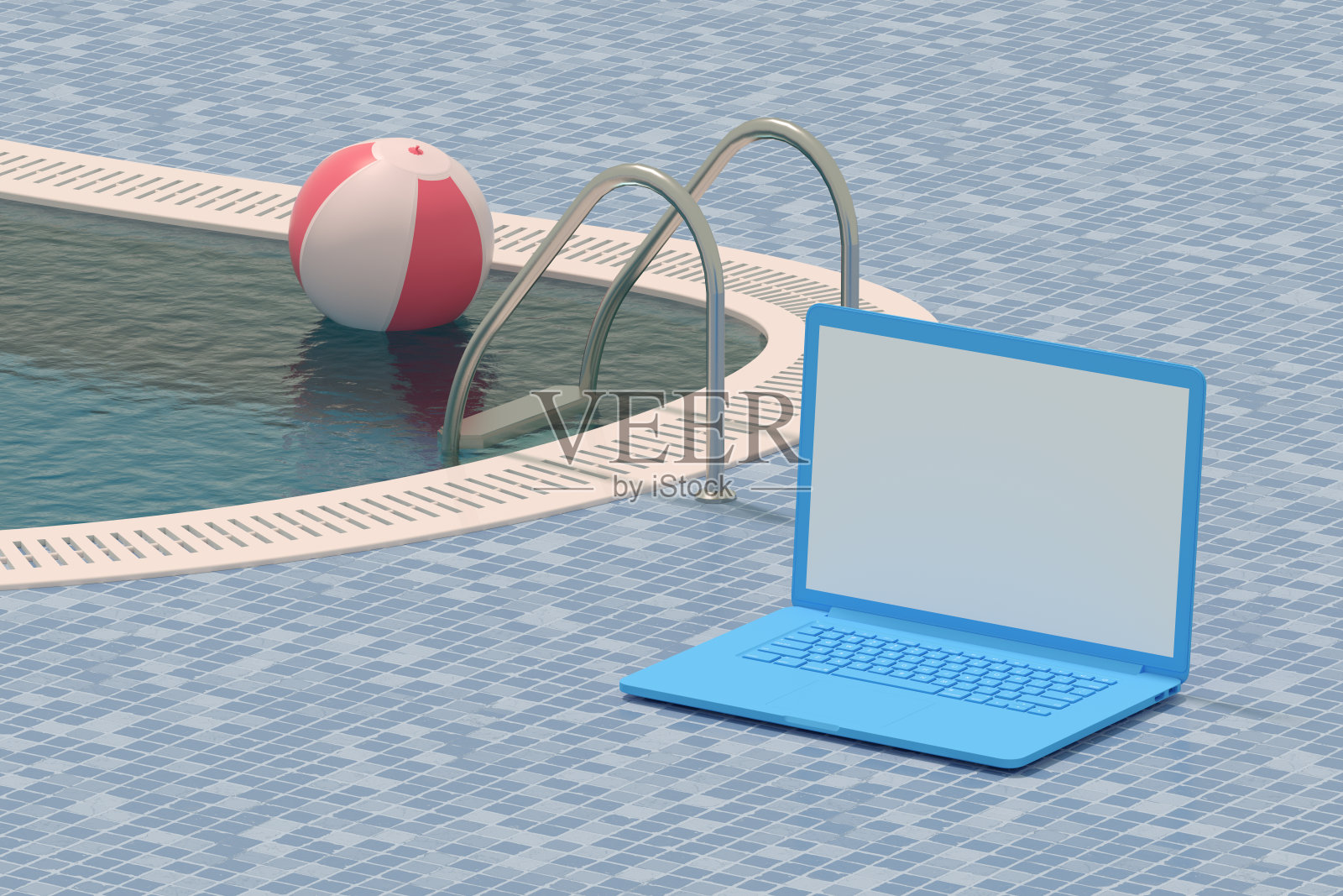 关于游泳馆的黑屏笔记本电脑暑假旅游概念照片摄影图片
