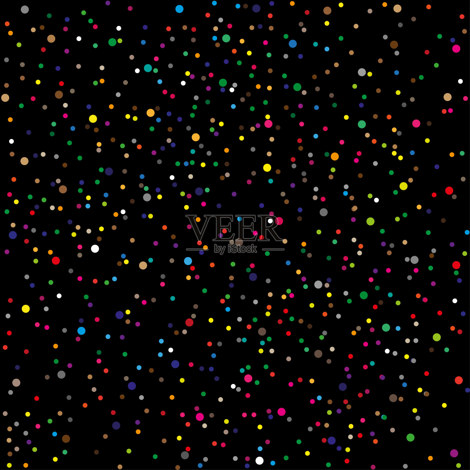 背景和图案的彩色点和波尔卡点在一个黑色的背景插画图片素材