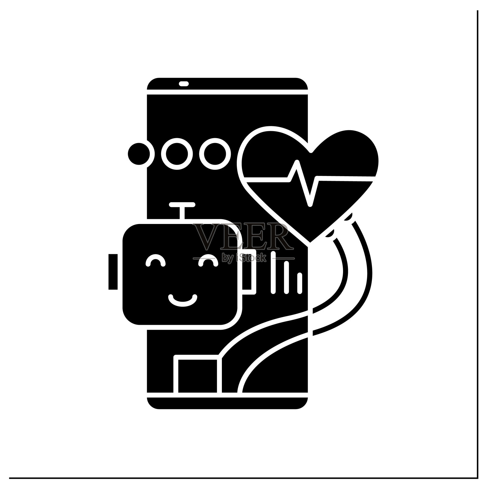 人工智能在医疗字形图标插画图片素材