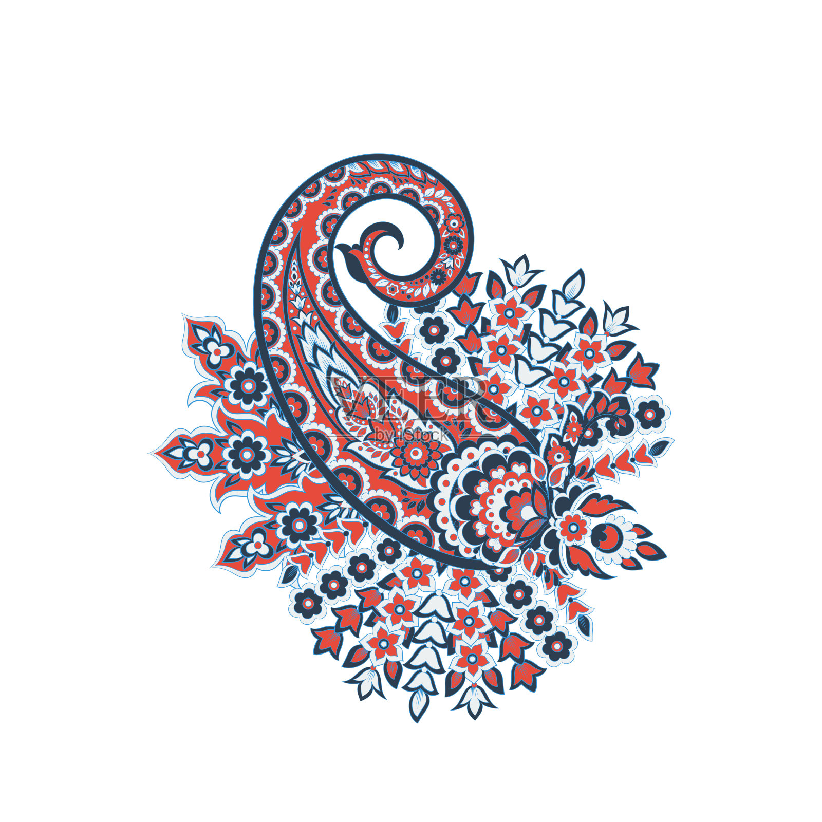 佩斯利矢量孤立图。花卉的插图插画图片素材