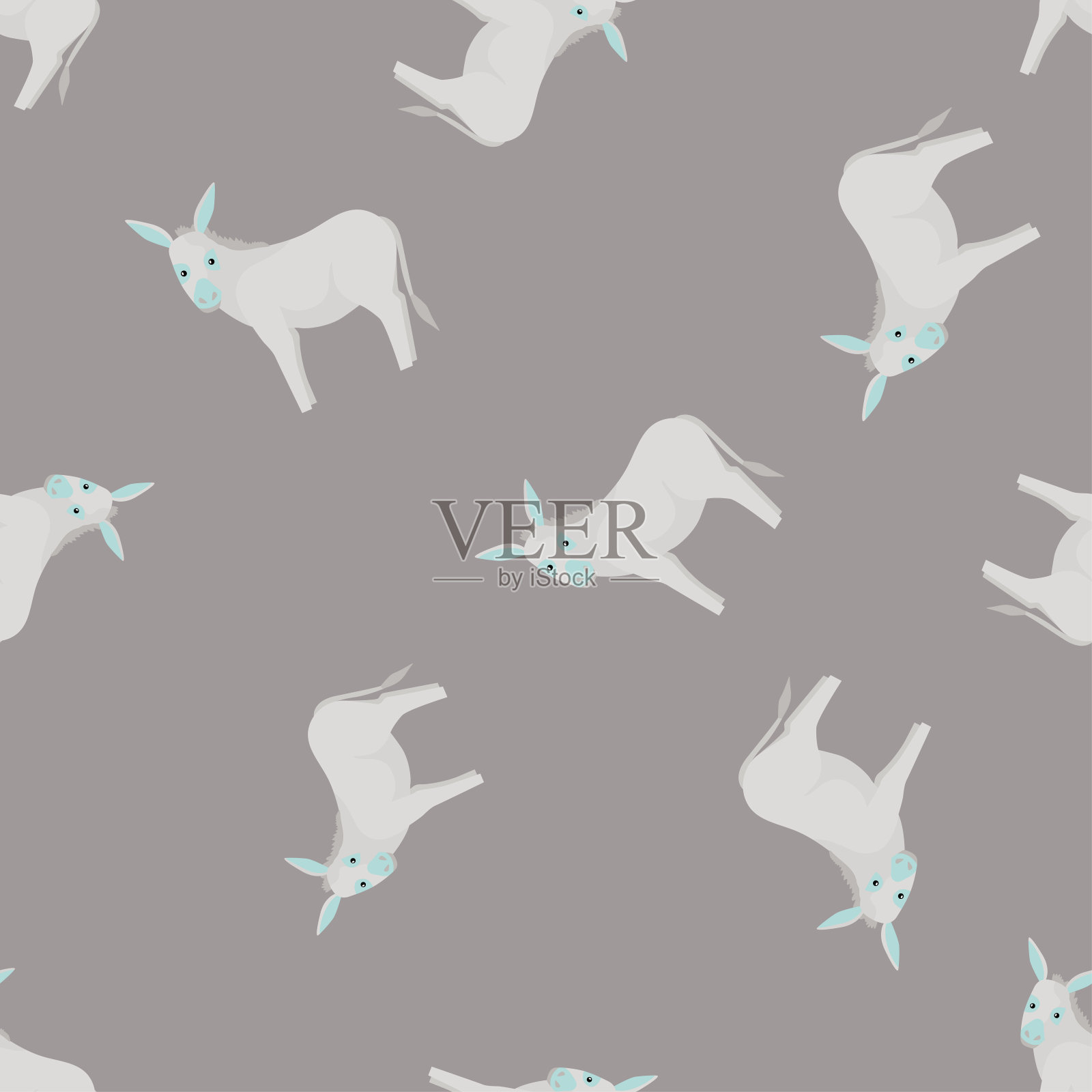 驴子的无缝图案。家畜在彩色的背景。矢量插图的纺织品。插画图片素材