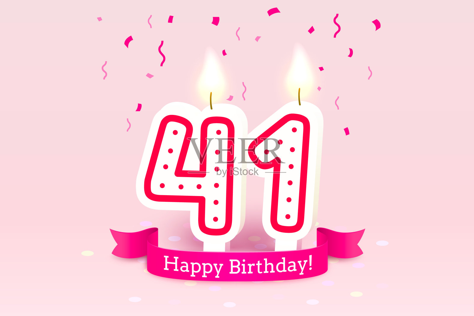 年生日快乐。41周年生日，蜡烛以数字的形式出现。向量插画图片素材