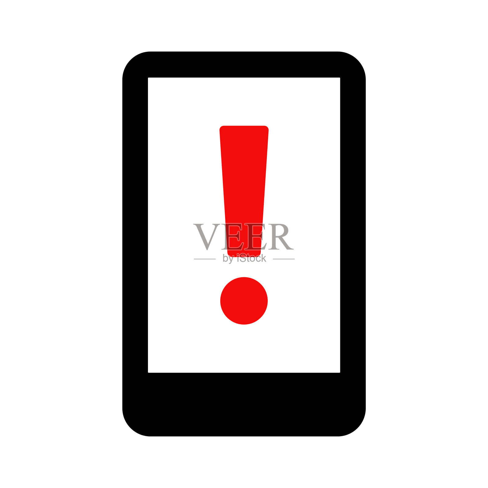 手机警示通知。带感叹号的电话。插画图片素材