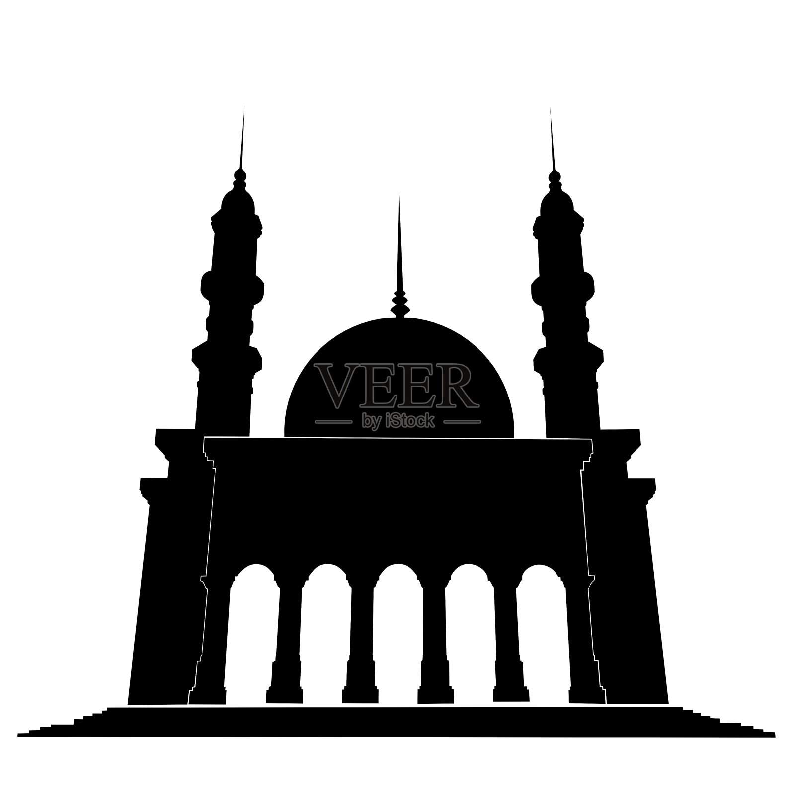 标志，或清真寺的标志，简单的黑白相间插画图片素材