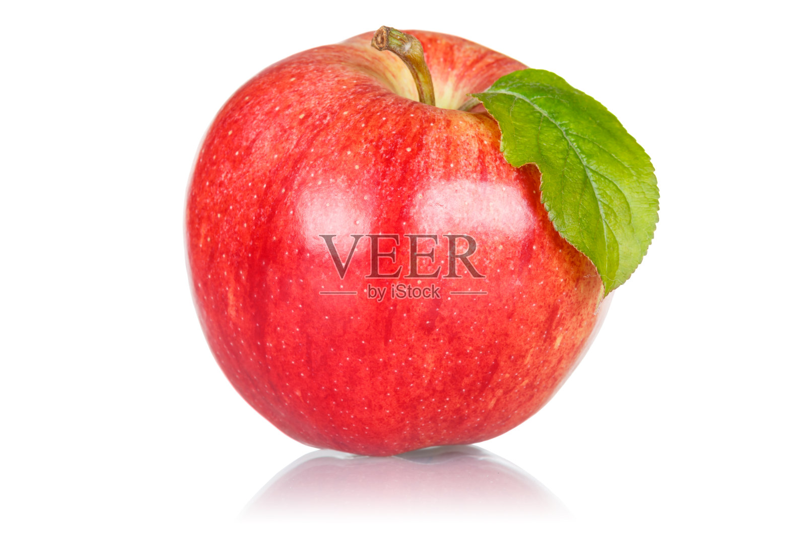 苹果果实红色与叶孤立在白色背景照片摄影图片