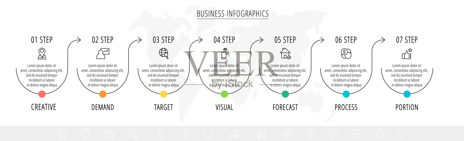 带箭头的向量最小线信息图插画图片素材