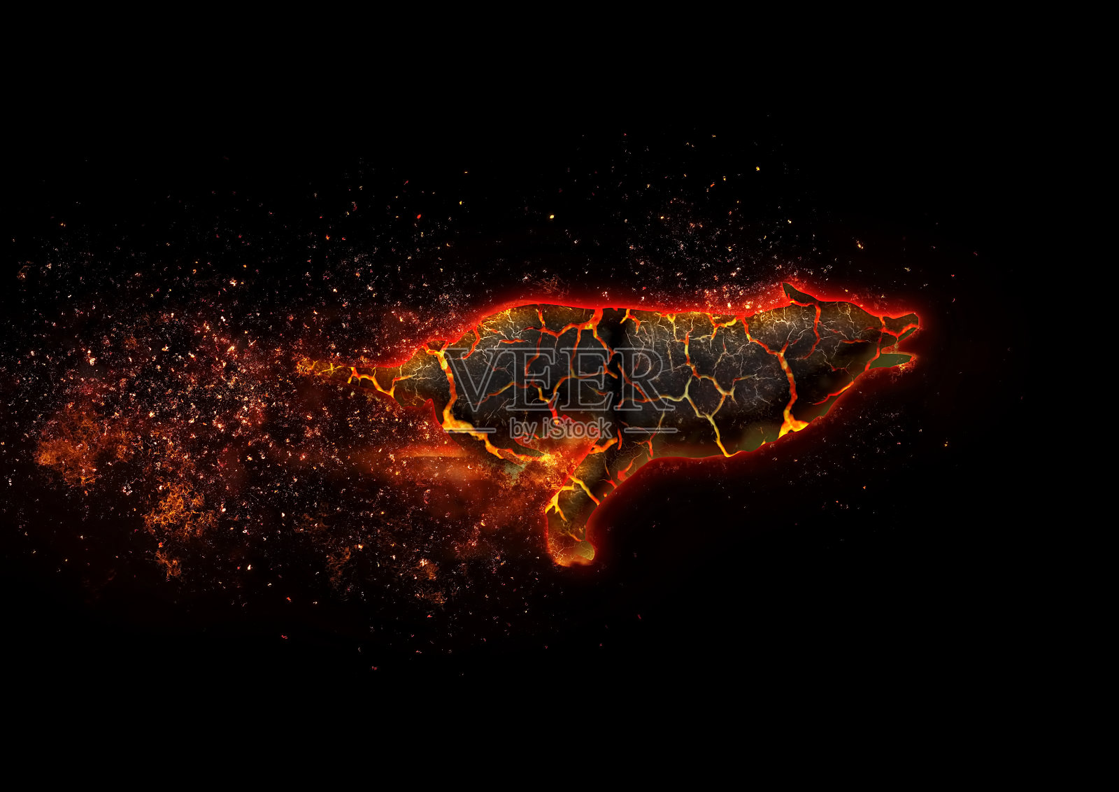 一个抽象的火焰狗在黑暗中奔跑的插图照片摄影图片