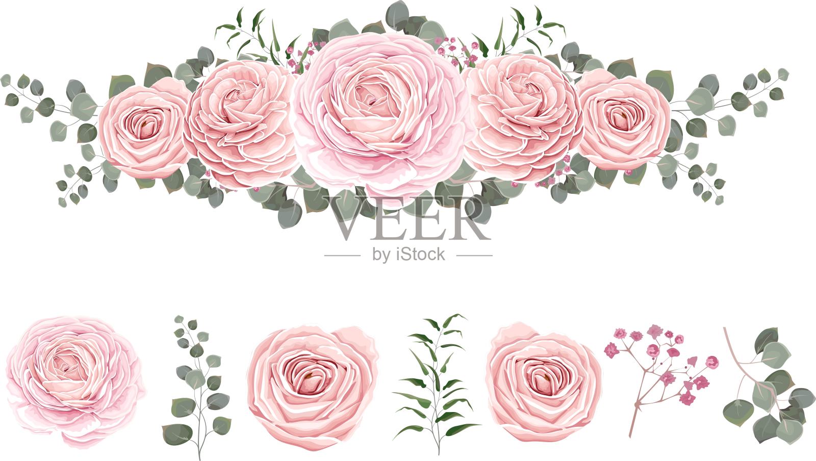 花的矢量边界插画图片素材