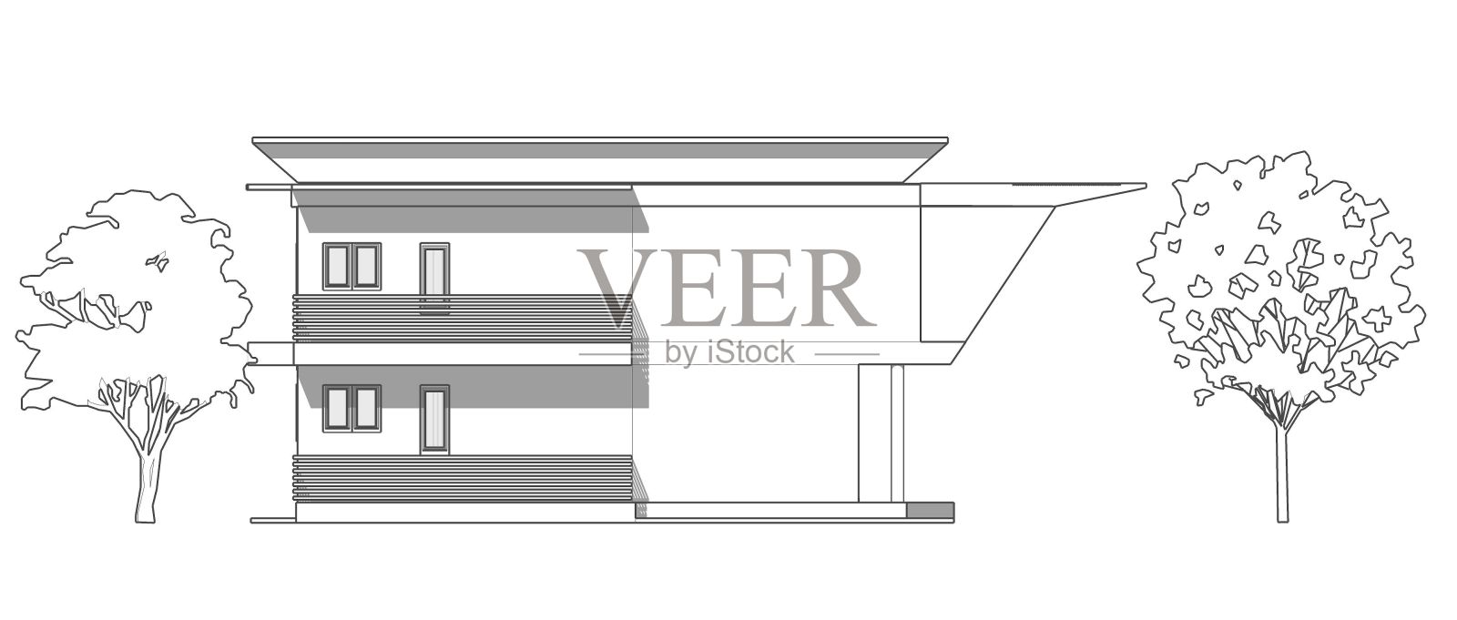 黑白建筑插画图片素材
