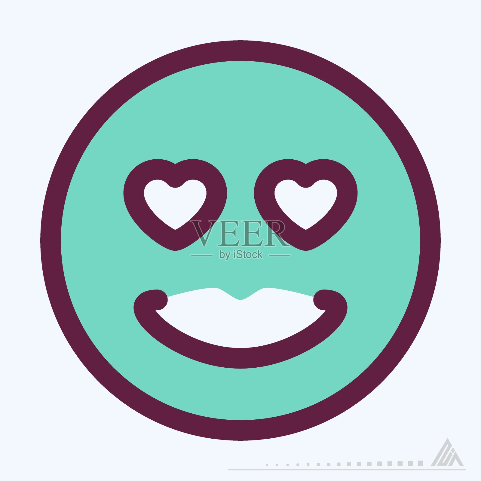 Icon Emoticon Love -彩色线条切割风格插画图片素材