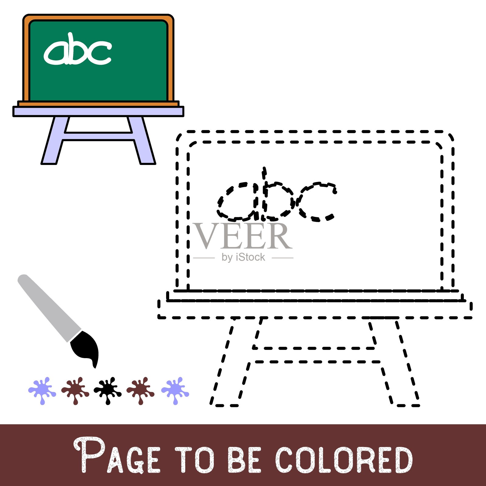 有趣的绿板要上色，上色本适合学龄前儿童，具有简单的教育游戏水平。插画图片素材