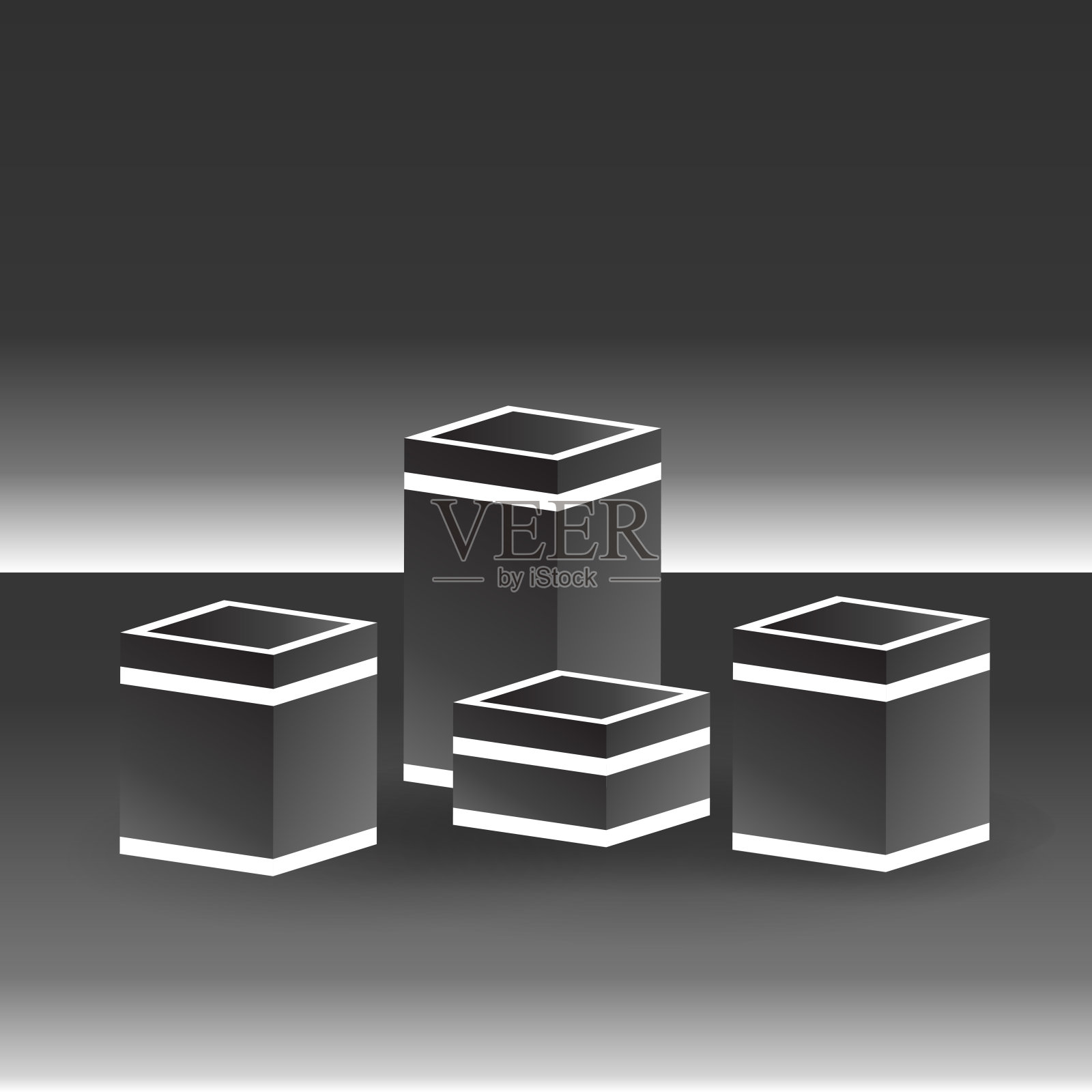 三维矢量平台舞台黑色和白色插画图片素材