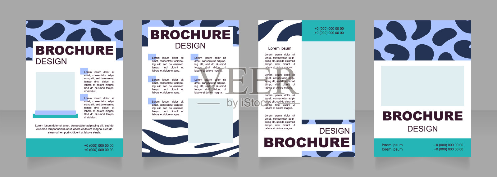 野生动物信息空白宣传册布局设计。狩猎动物。垂直海报模板设置为文本的空复制空间。预先制作的公司报告收集。可编辑的传单纸页设计模板素材