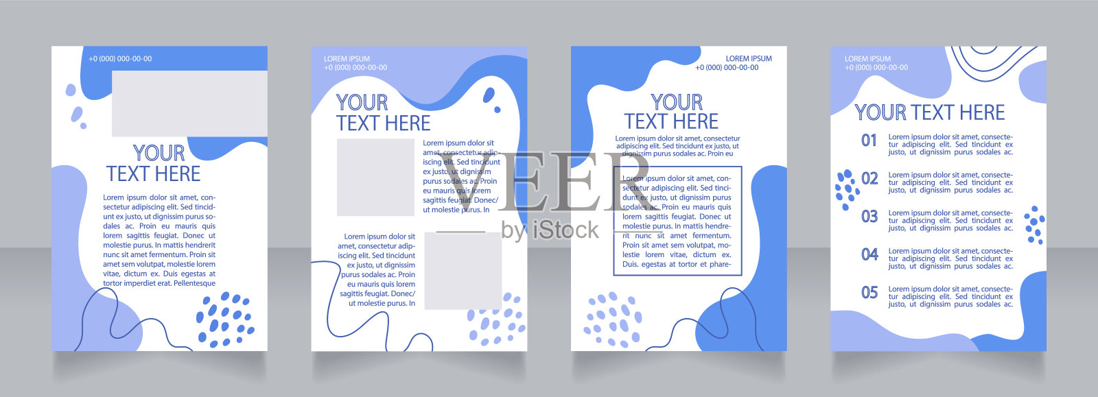 宠物美容推广空白宣传册布局设计。动物服务。垂直海报模板设置为文本的空复制空间。预先制作的公司报告收集。可编辑的传单纸页设计模板素材