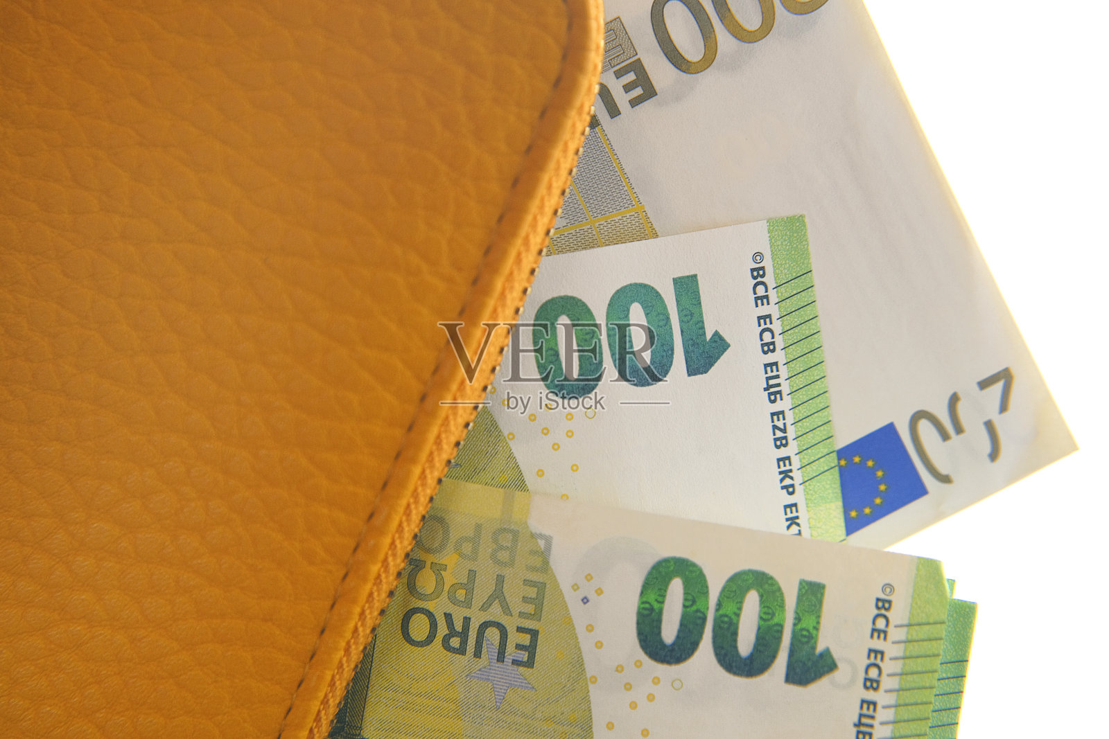 钱包和钱。欧元货币。欧元钞票照片摄影图片