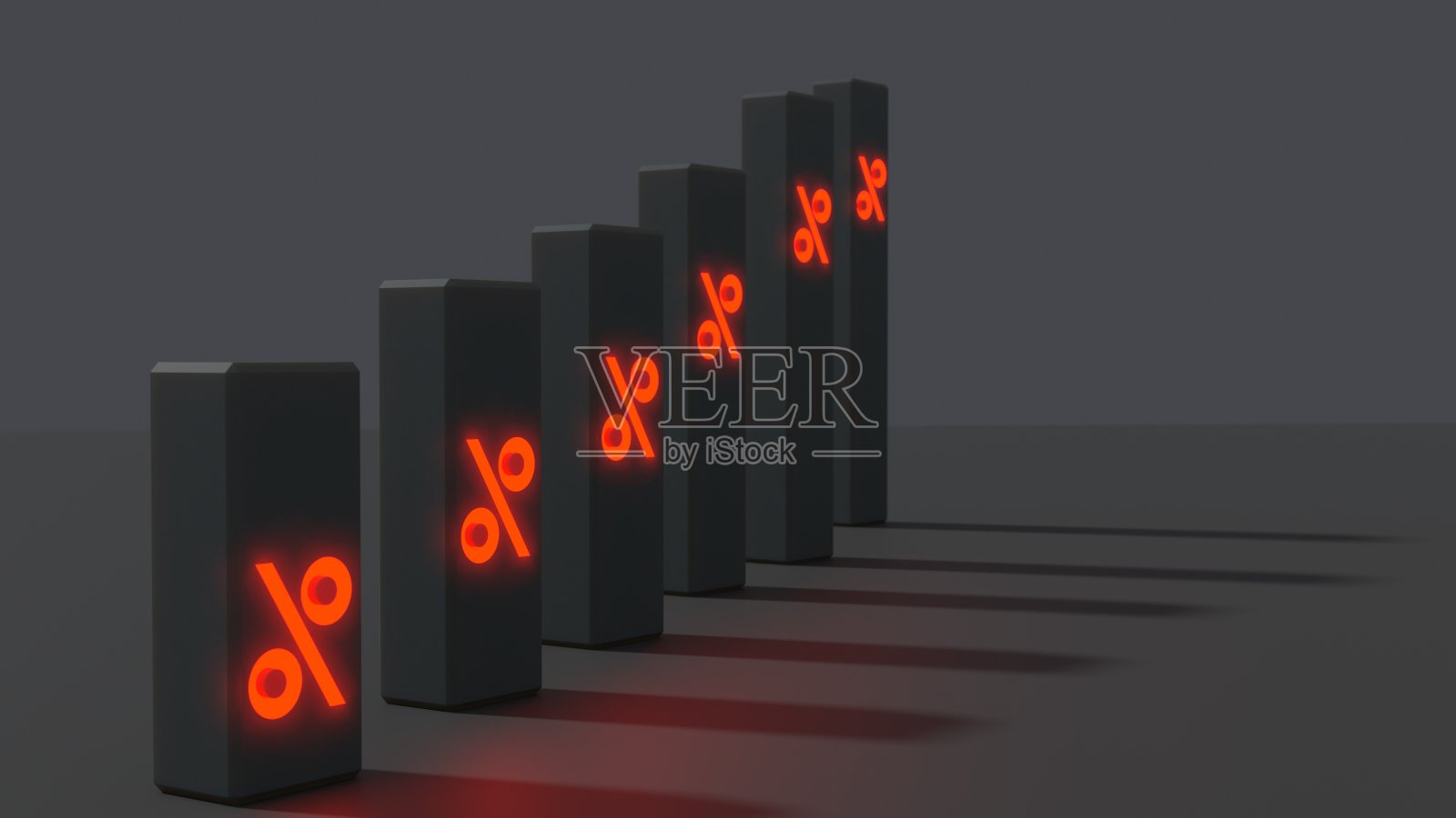 3 d演示。带有红色百分比符号的条照片摄影图片