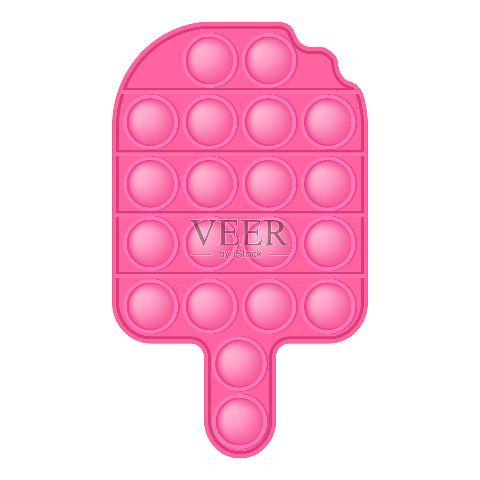 作为一个时尚的硅制指尖玩具，在情人节的时候，把它做成紫红色的冰淇淋。柔和颜色的可爱玩具，让人上瘾。孩子们的泡泡球。矢量插图孤立在白色背景上插画图片素材