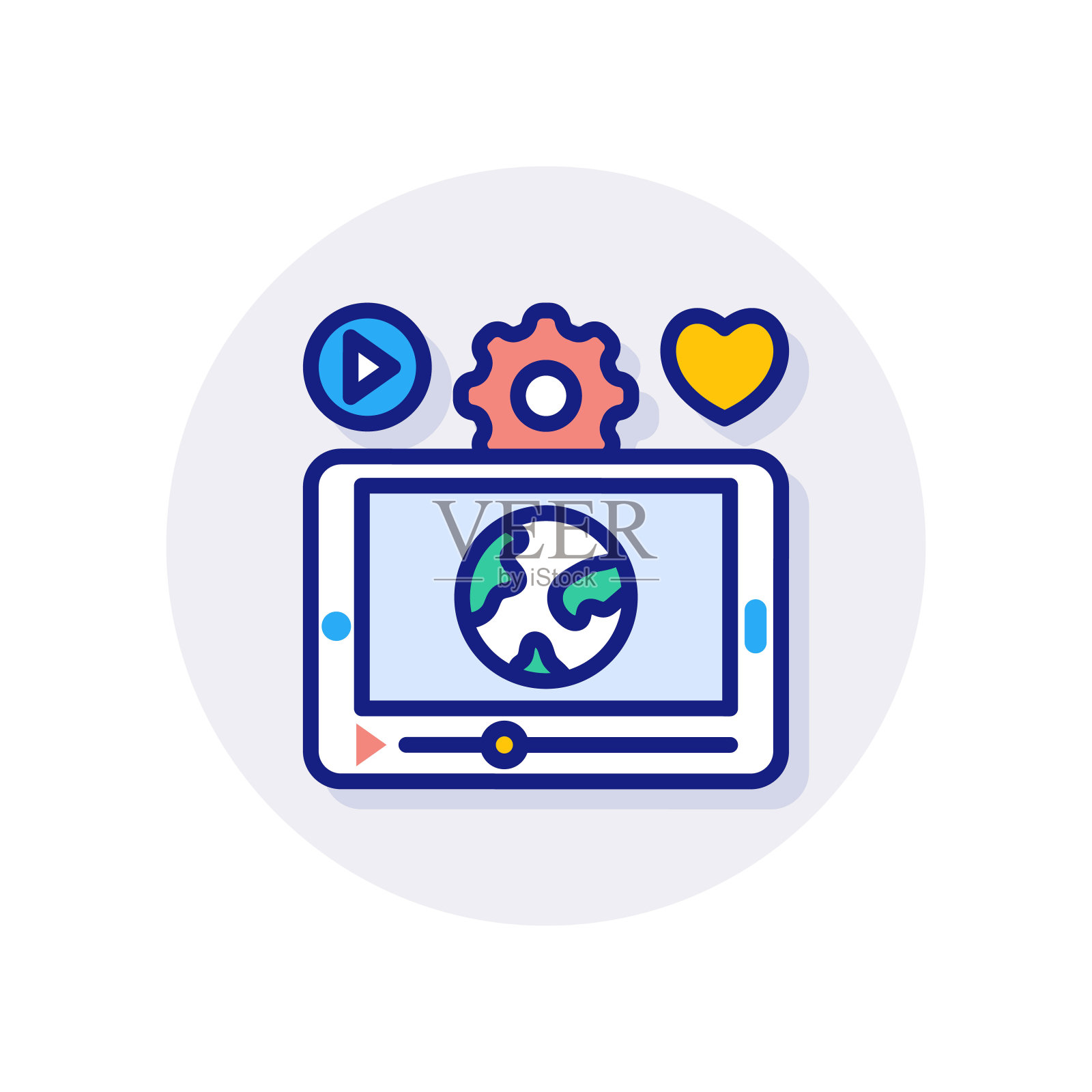 视频营销图标在向量。标识插画图片素材