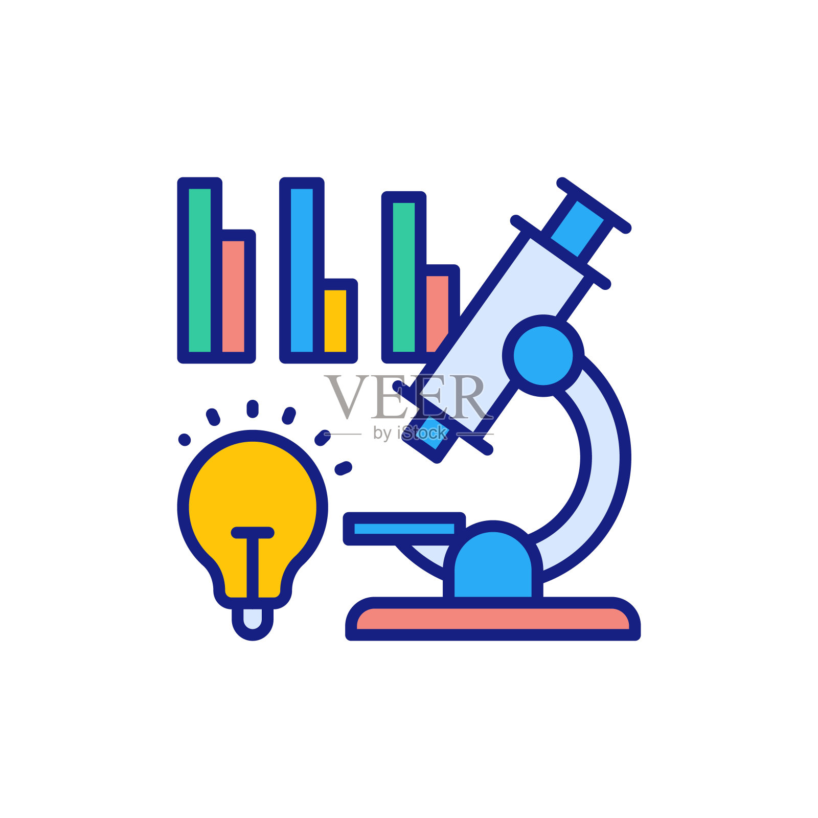 市场研究图标在向量。标识插画图片素材