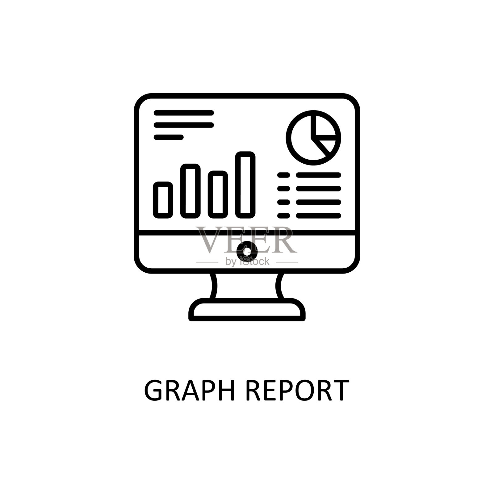图表报告矢量大纲图标设计插图。银行和支付符号在白色背景EPS 10文件插画图片素材