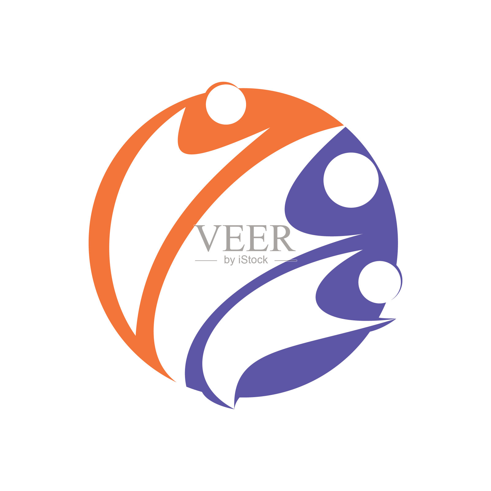 三人组标志。商业社交网络符号。家庭，团队，社区的标志。插画图片素材