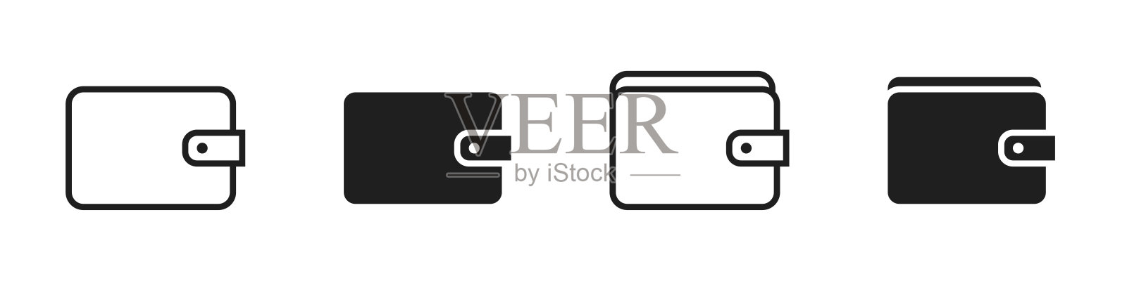 钱包图标设置孤立在白色背景上。金融或支付概念。矢量图图标素材