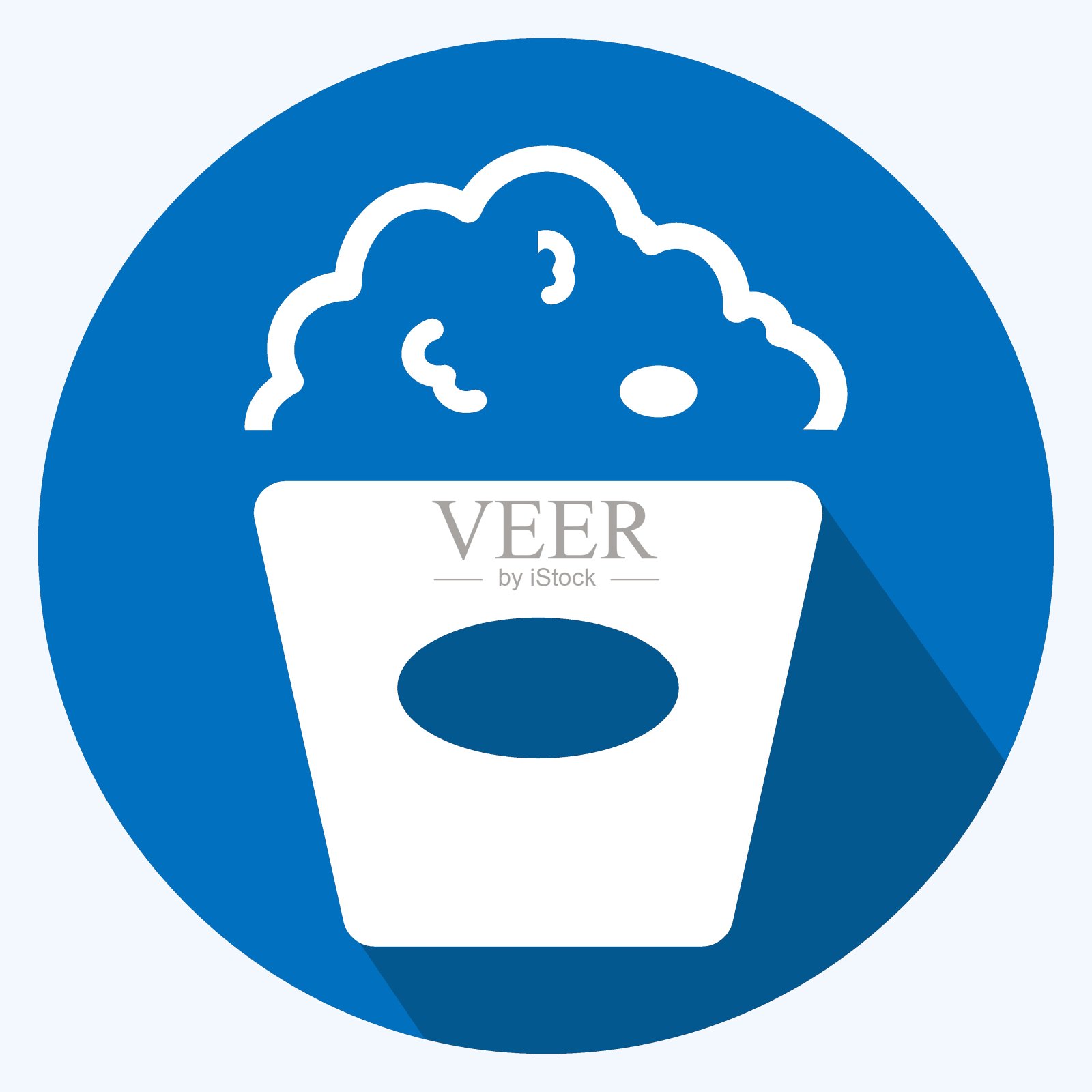 图标爆米花-长阴影风格-简单的插图，可编辑的描边。插画图片素材