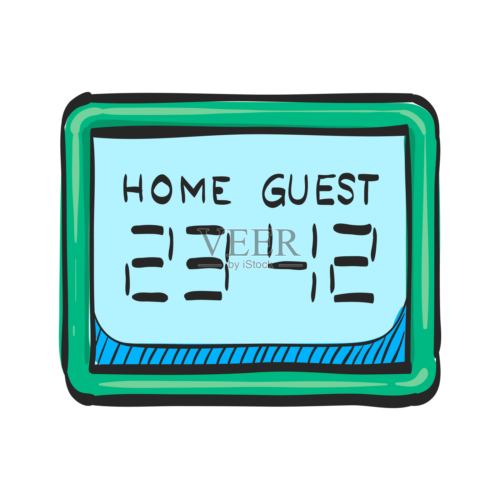 分数板图标在彩绘。比赛足球垒球篮球运动时间插画图片素材