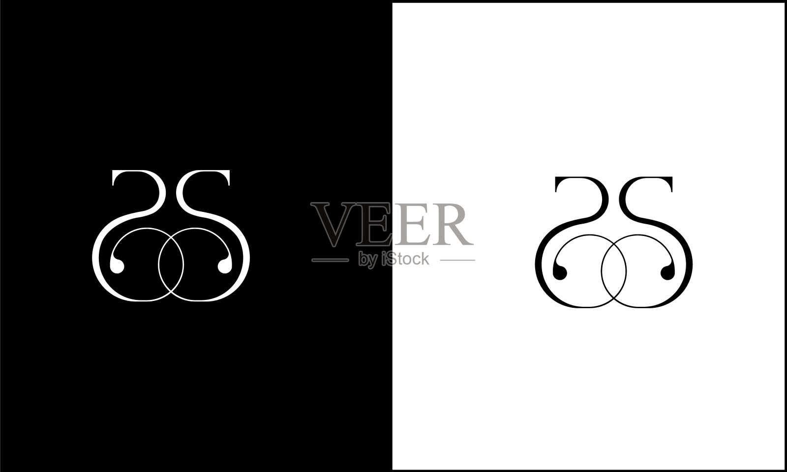 S, SS抽象字母标志组合插画图片素材