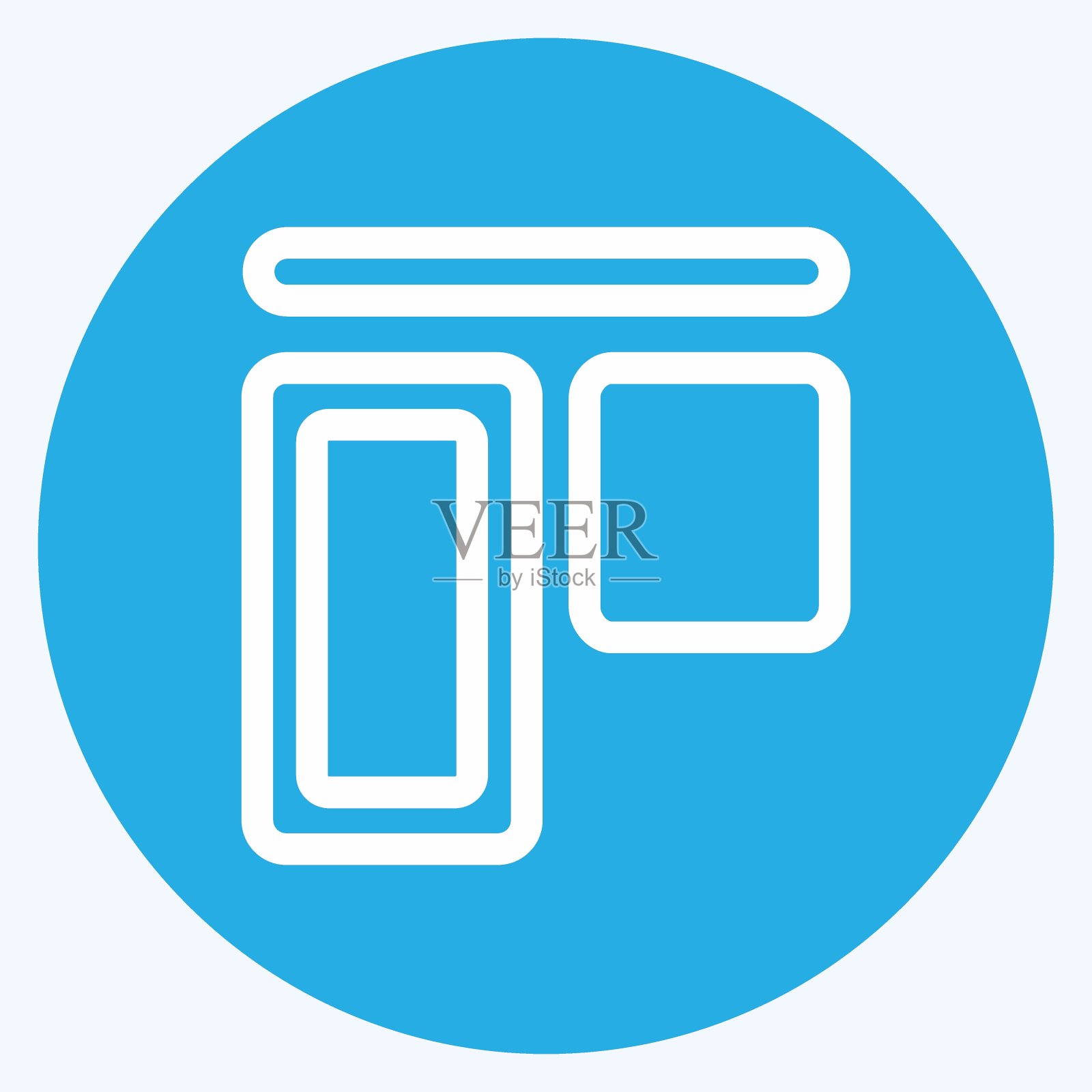 图标垂直对齐顶部-蓝眼睛样式，简单的插图，可编辑的描边插画图片素材