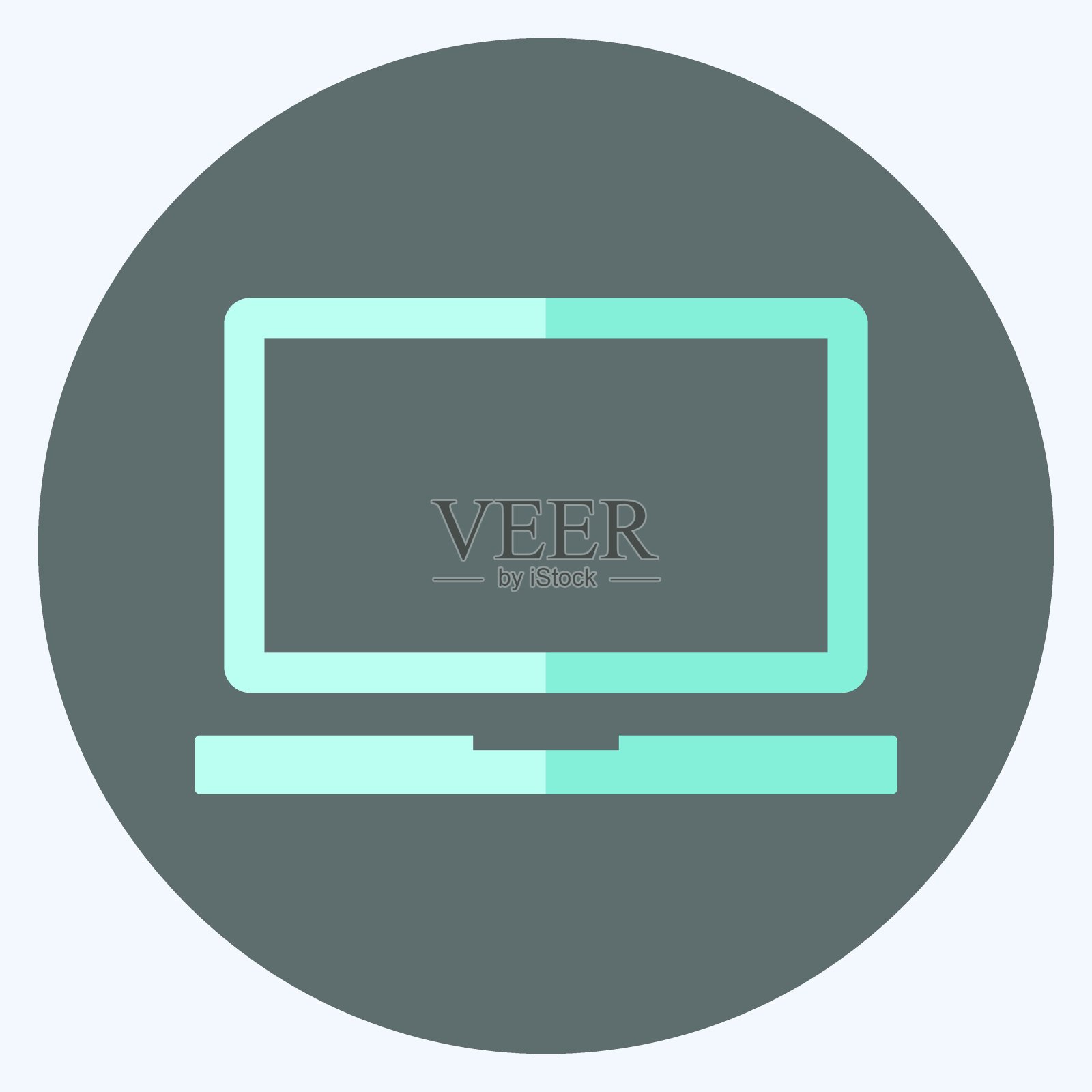 图标笔记本电脑-平坦的风格，简单的插图，可编辑的描边插画图片素材